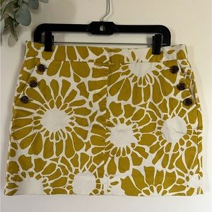 J.Crew Dandelion Yellow Floral Skirt Cotton Blend size 10